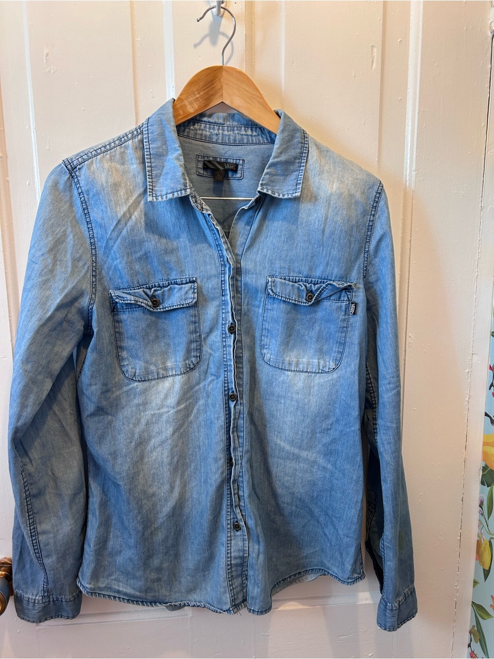 Vans Women’s Light Blue Denim Button-Up Shirt